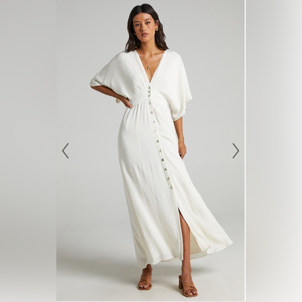 Showpo Sitting Pretty Dress in Natural